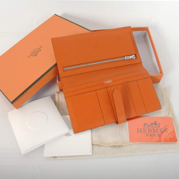 Cheap Fake Hermes Bearn Japonaise Bi-Fold Wallets H208 Orange - Click Image to Close